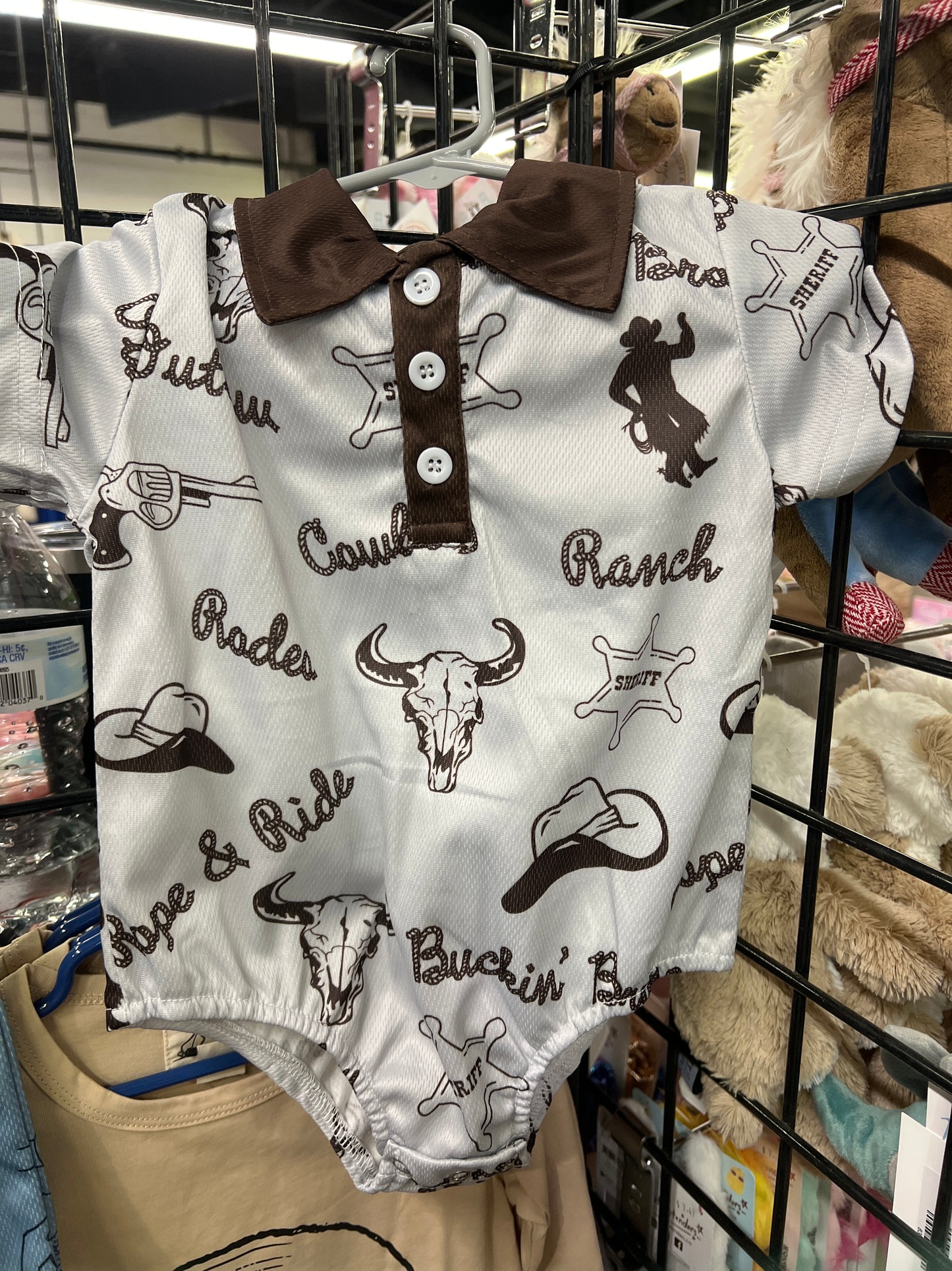 Boys Cowboy Print Polo Onesie Baby by Shea Baby