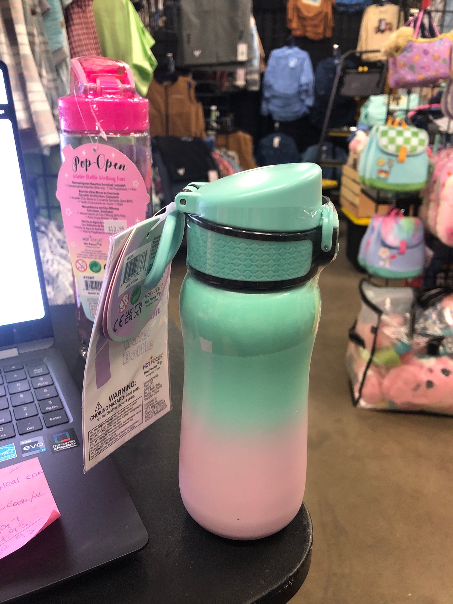 Girls Green and Pink SS Water Bottle by Hot Focus