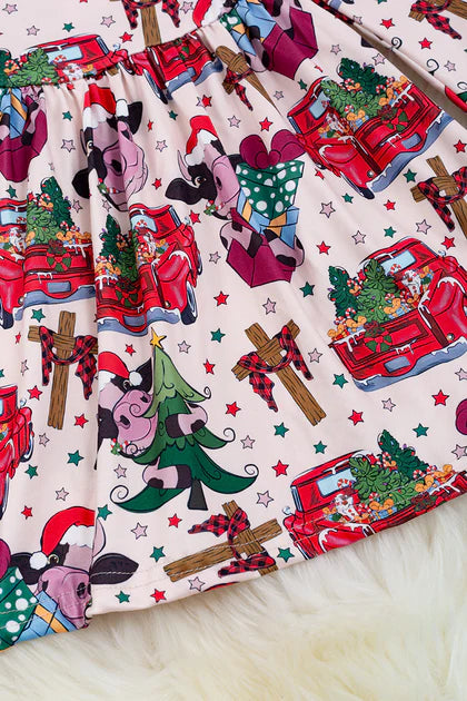 Baby Girls A Blessed Christmas in the Farm Flare Dress