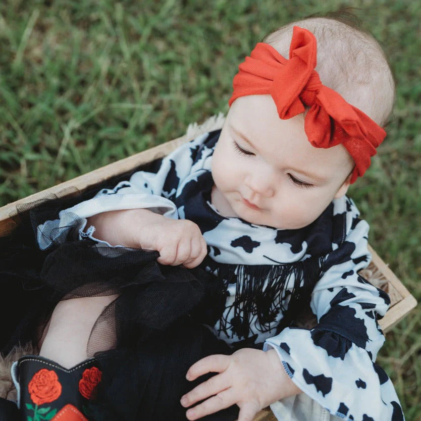 Girls Black Cow Print w/Fringe Onesie or Shirt by Shea Baby