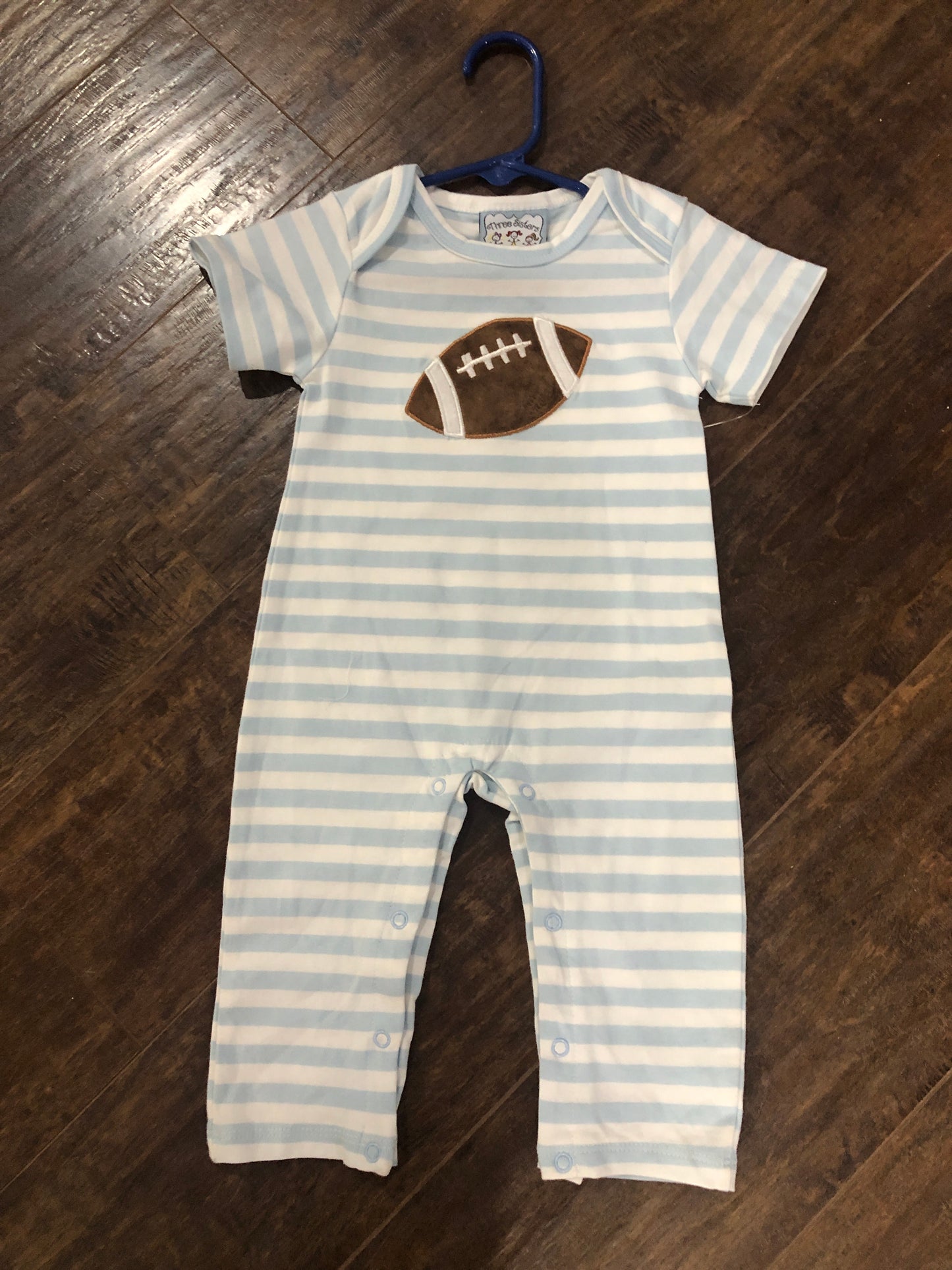 Boys Football on Blue/White Romper by Three Sisters