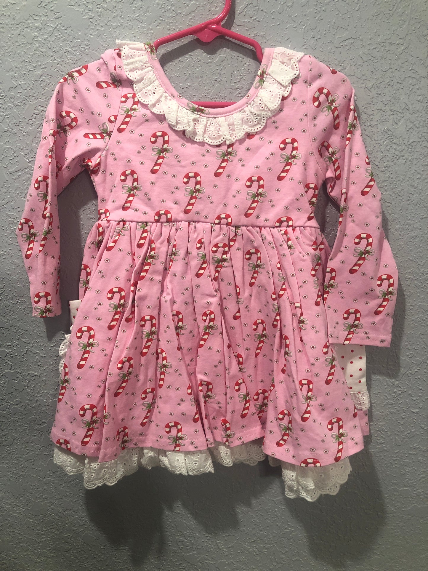 Girls Candy Cane Christmas L/S Dress by Swoon Baby