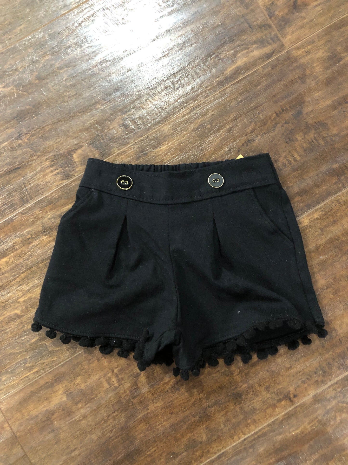 Girls Black Shorts with Pom Pom Trim by Milon