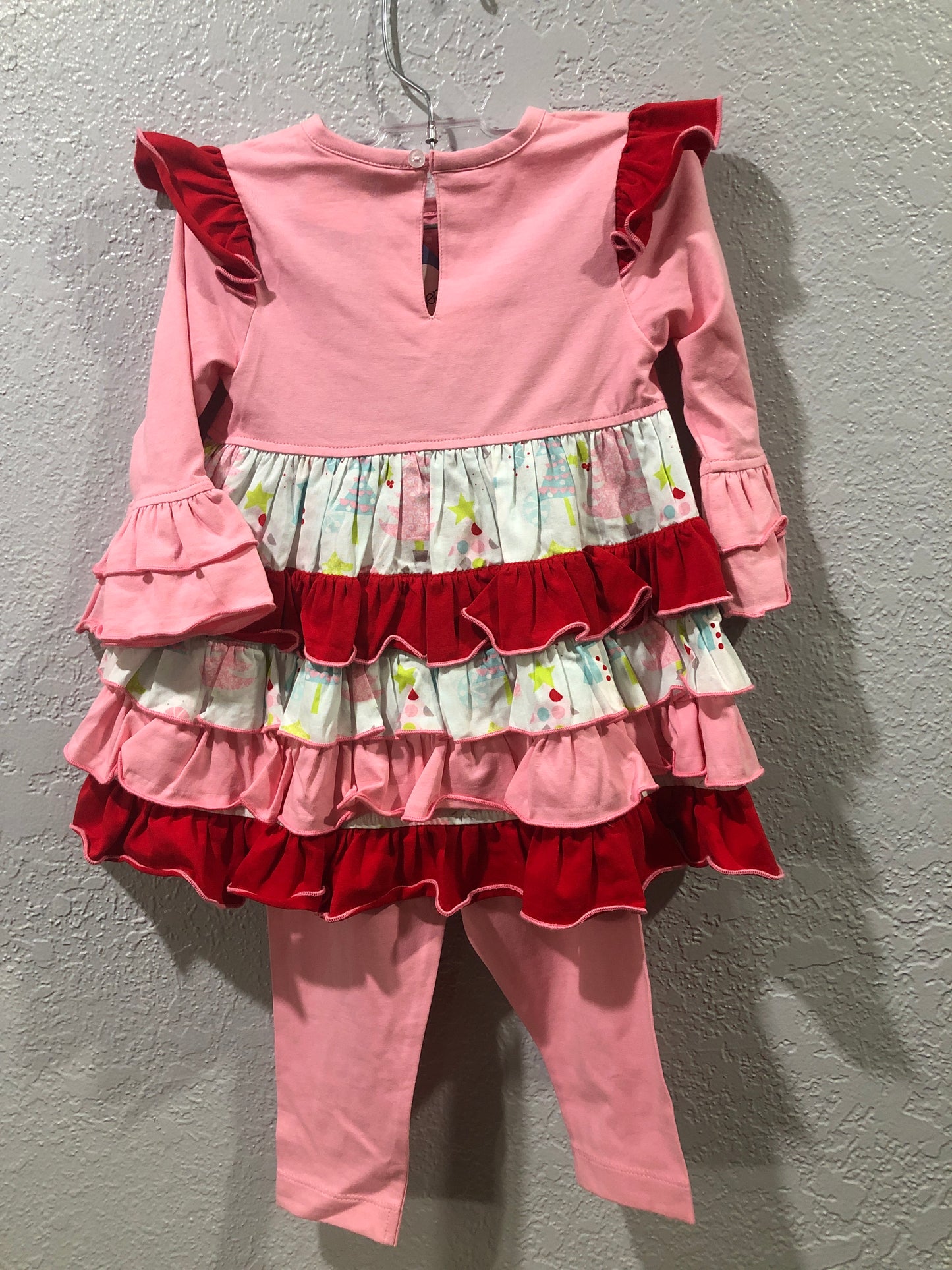 Girls Retro Christmas Trees Dress w/Leggings by Three Sisters