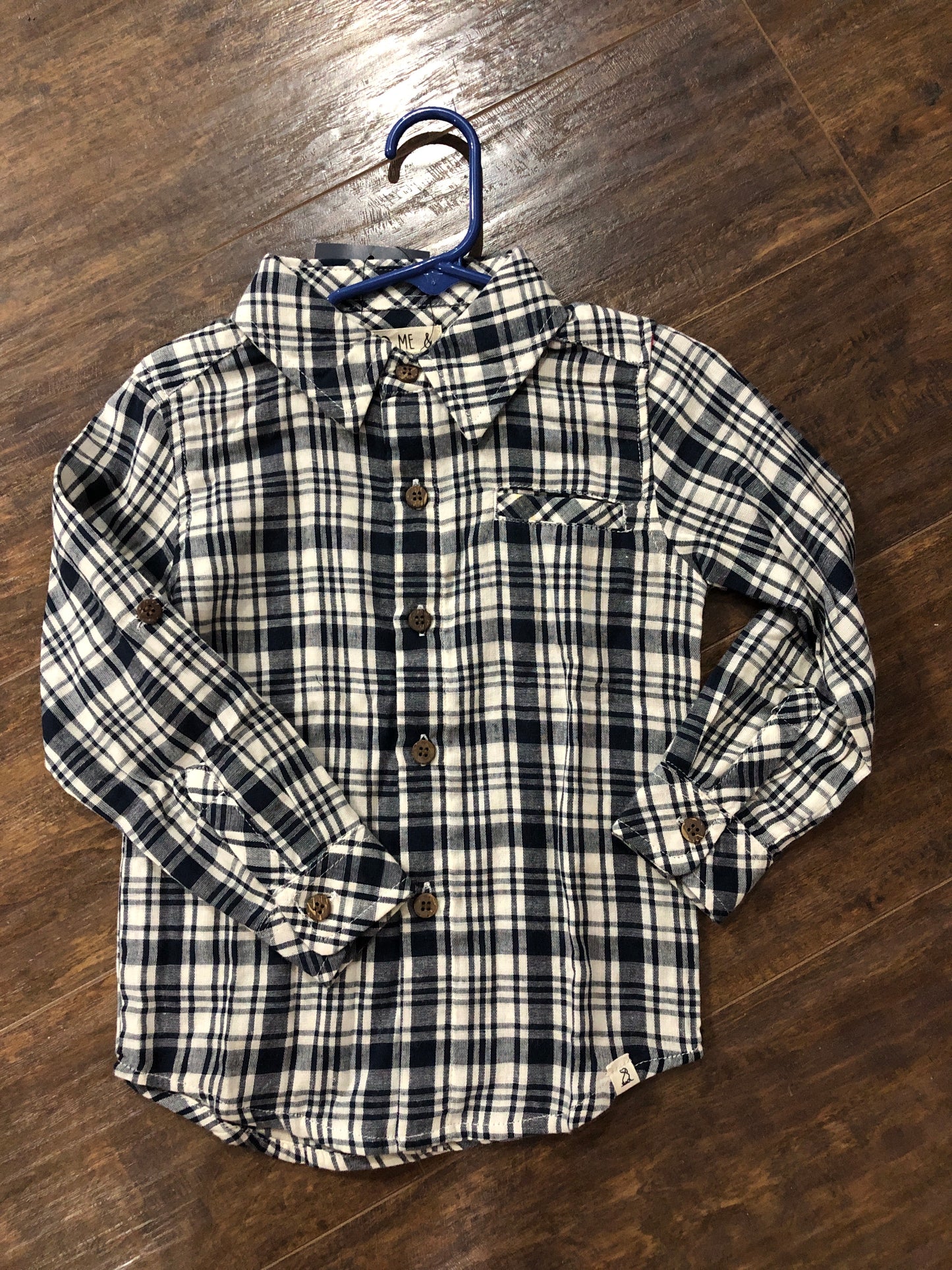 Boys Navy/White Plaid Onesie or Shirt by Me & Henry