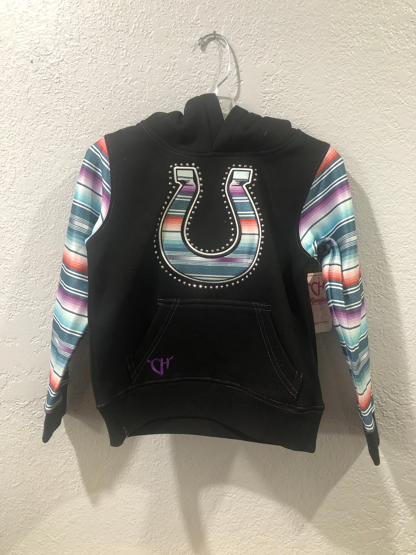 Girls Black Serape Horseshoe Hoody by Cowboy Hardware