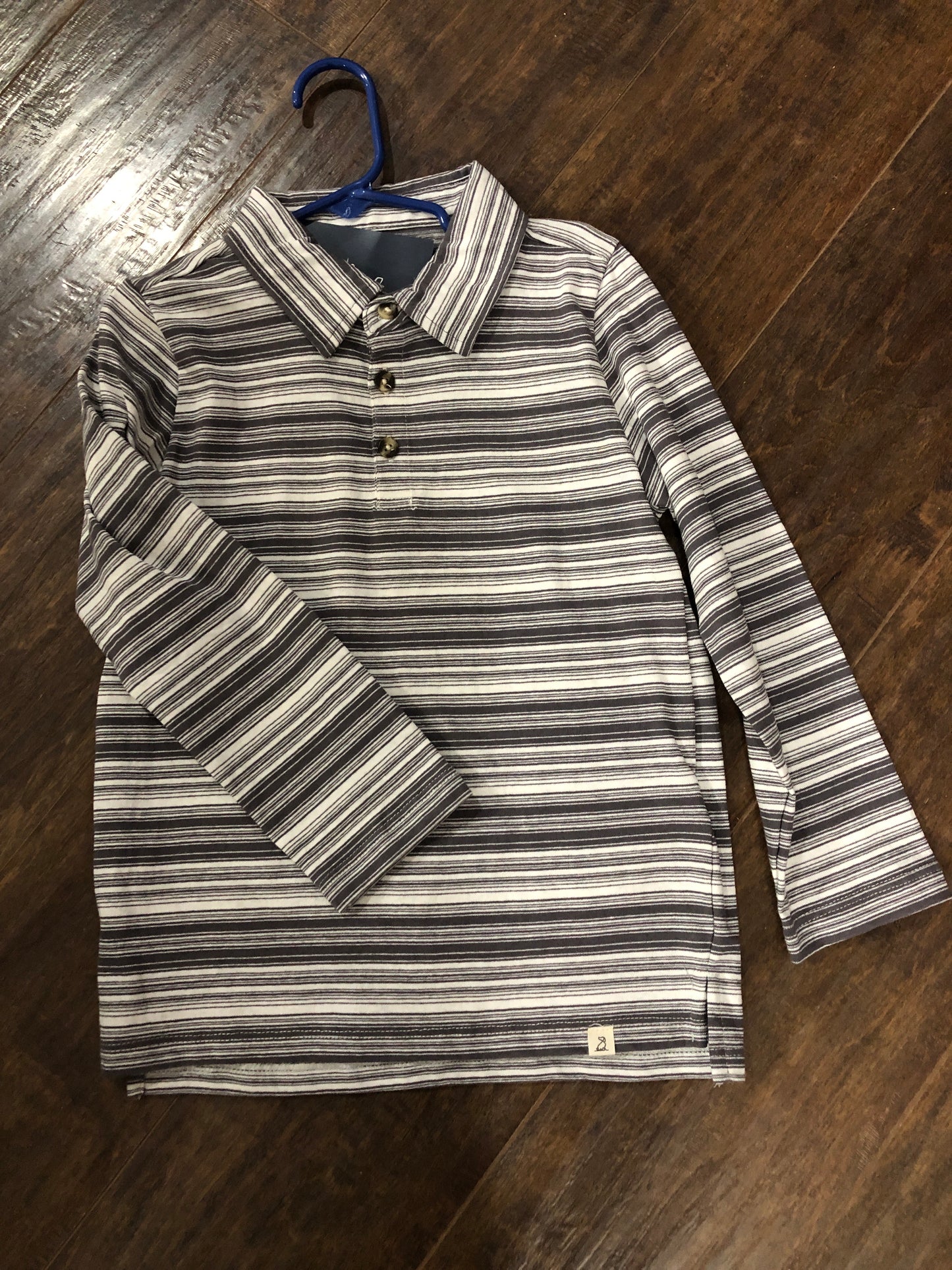Boys Grey and White Stripe Henley Top by Me & Henry