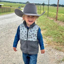 Boys Grey Brand Print Fleece Vest by Shea Baby