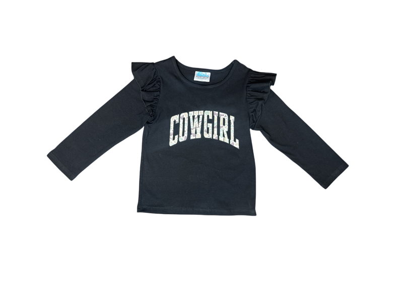 Girls Camo Cowgirl Graphic LS Onesie or Shirt by Shea Baby
