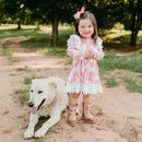 Girls Grazing Horse Ruffle Long Sleeve Dress by Shea Baby