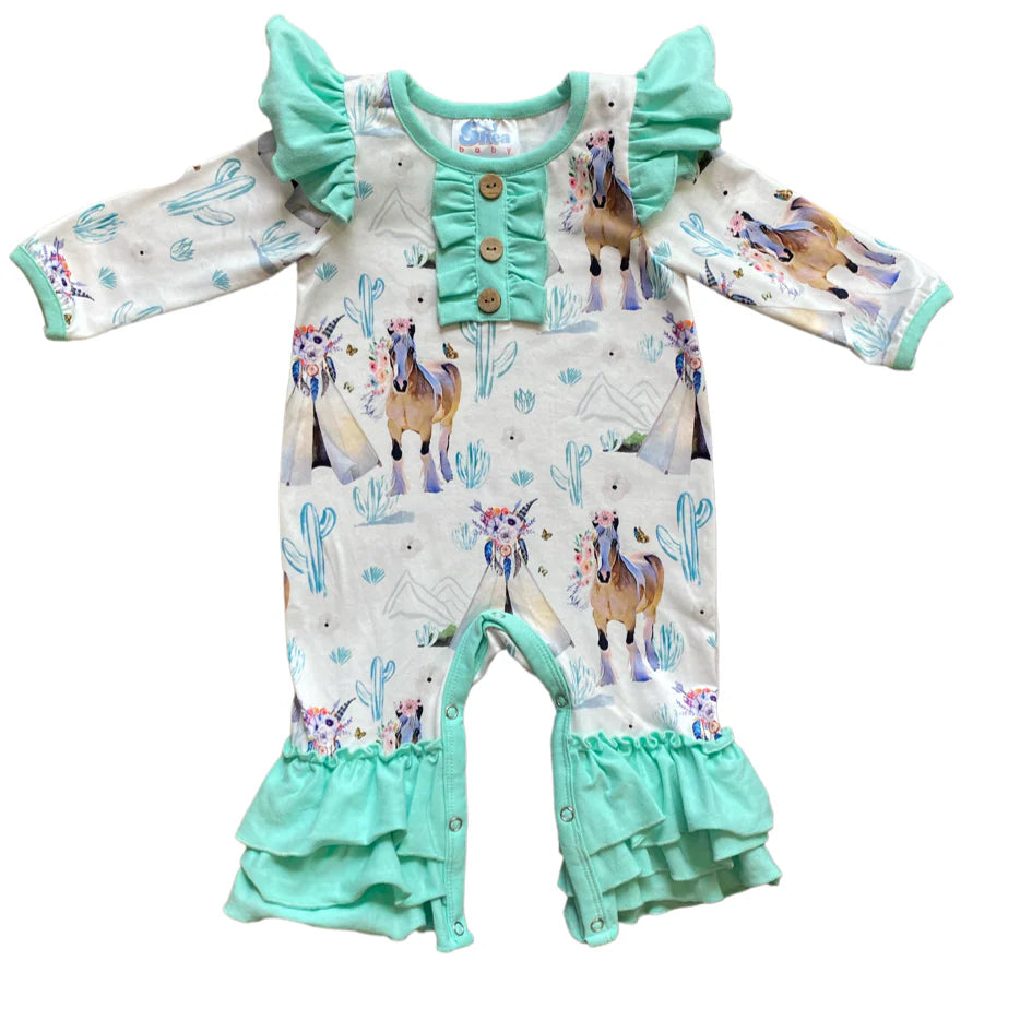 Girls Teepee Long Sleeve Romper by Shea Baby