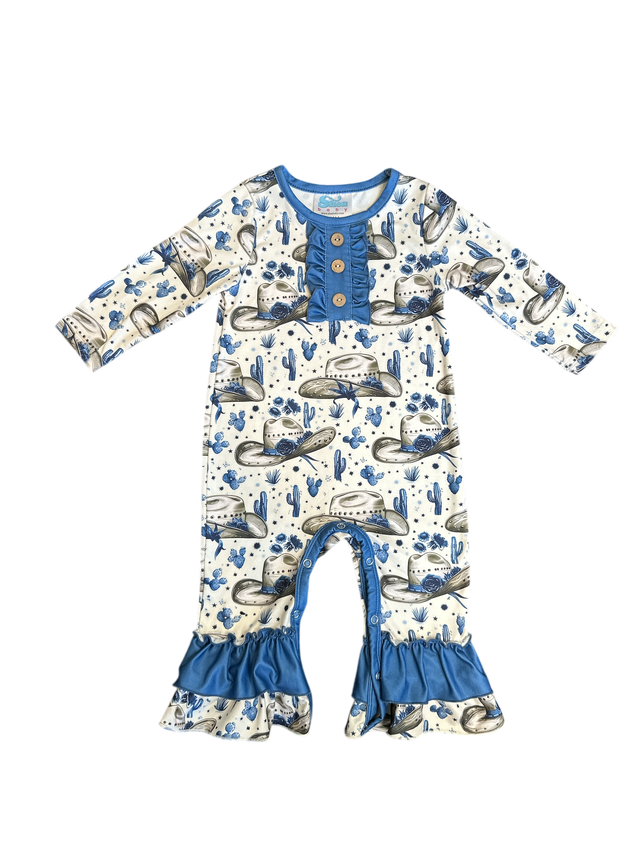 Girls Rancher Cowgirl Long Sleeve Romper by Shea Baby