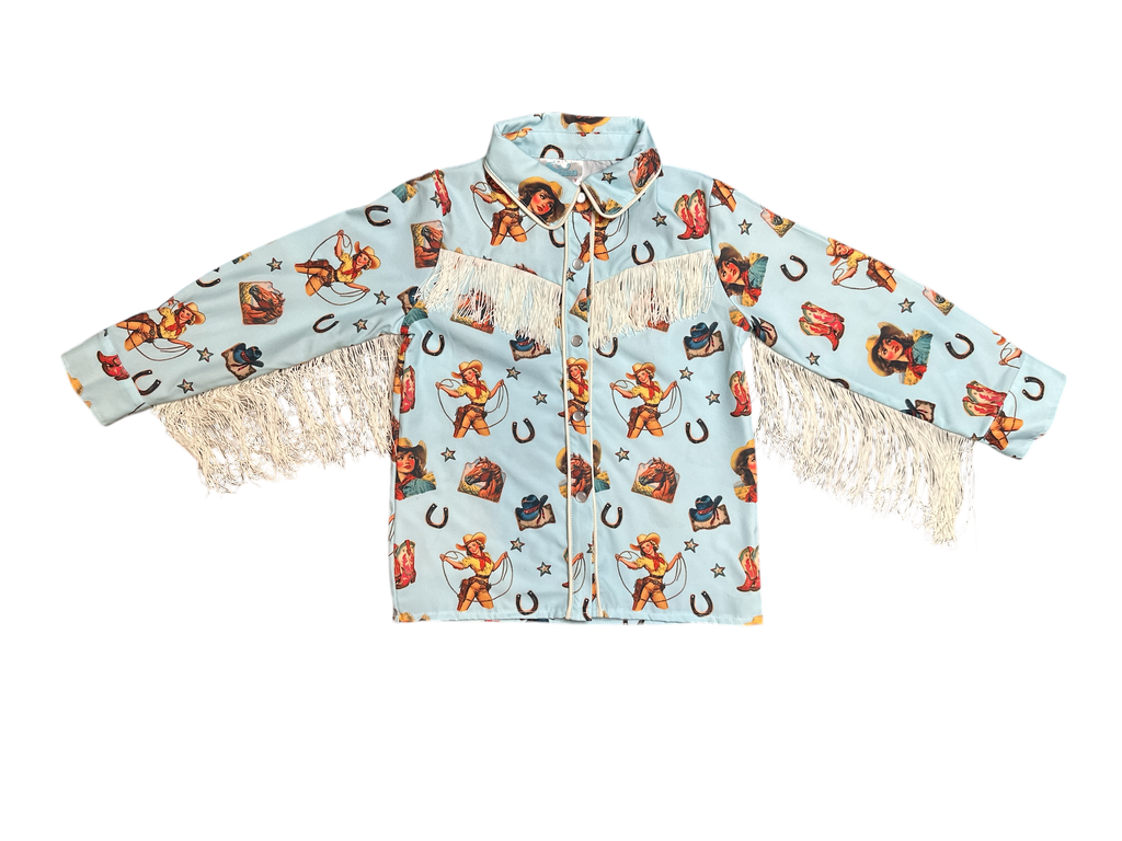 Girls Vintage CG Fringe Pearl Snap Onesie or Shirt by Shea Baby