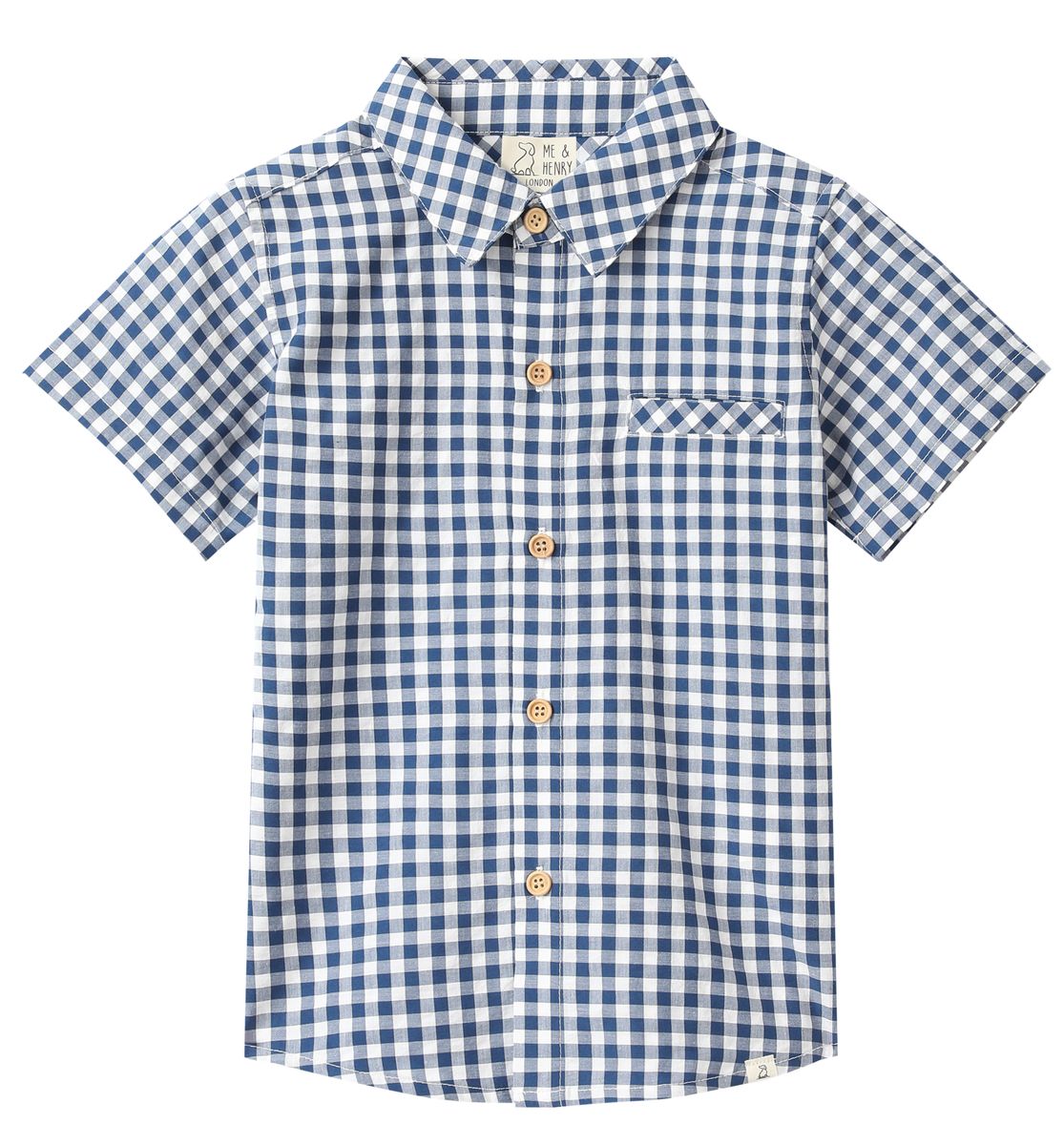 Boys Navy and White Plaid Newport Woven Shirt by Me & Henry