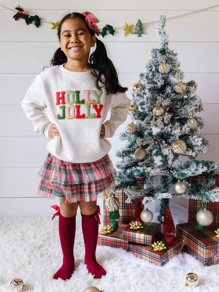 Girls Christmas Plaid Tiered Tutu Skirt by Sweet Wink