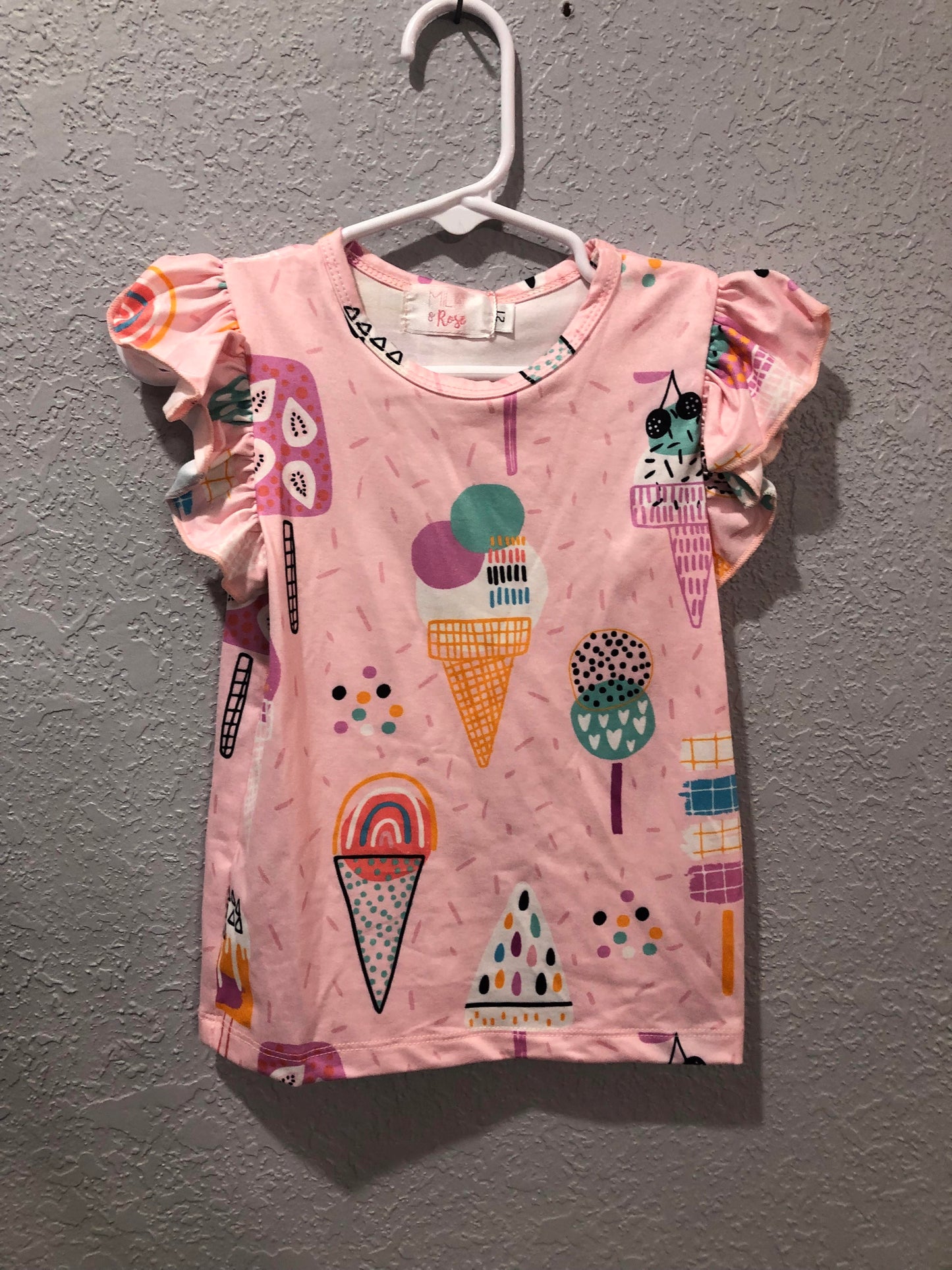 Girls Pink Ice Cream Cone Sleeveless Top by Mila & Rose