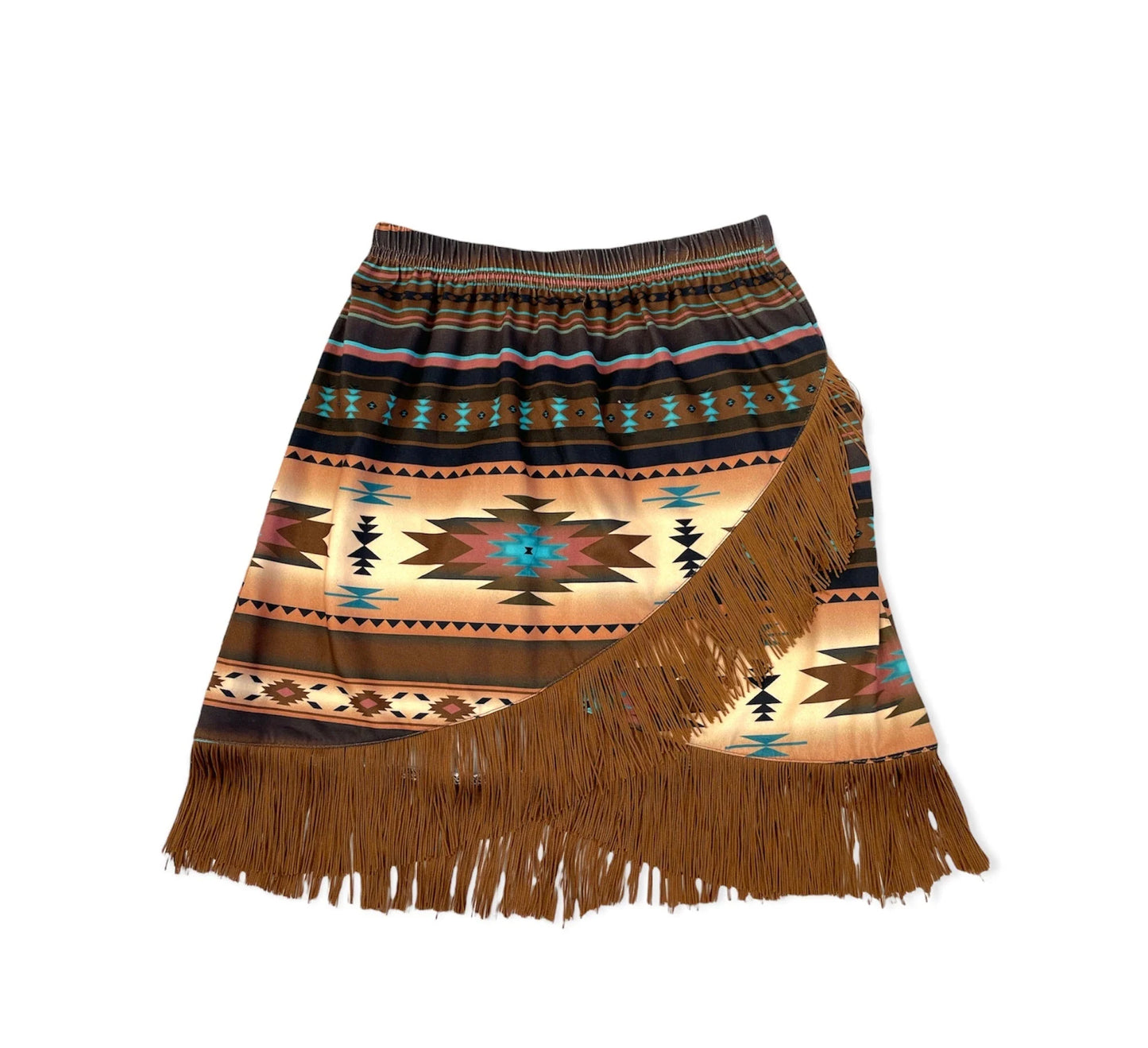 Girls Brown Aztec Fringe Skirt by Shea Baby