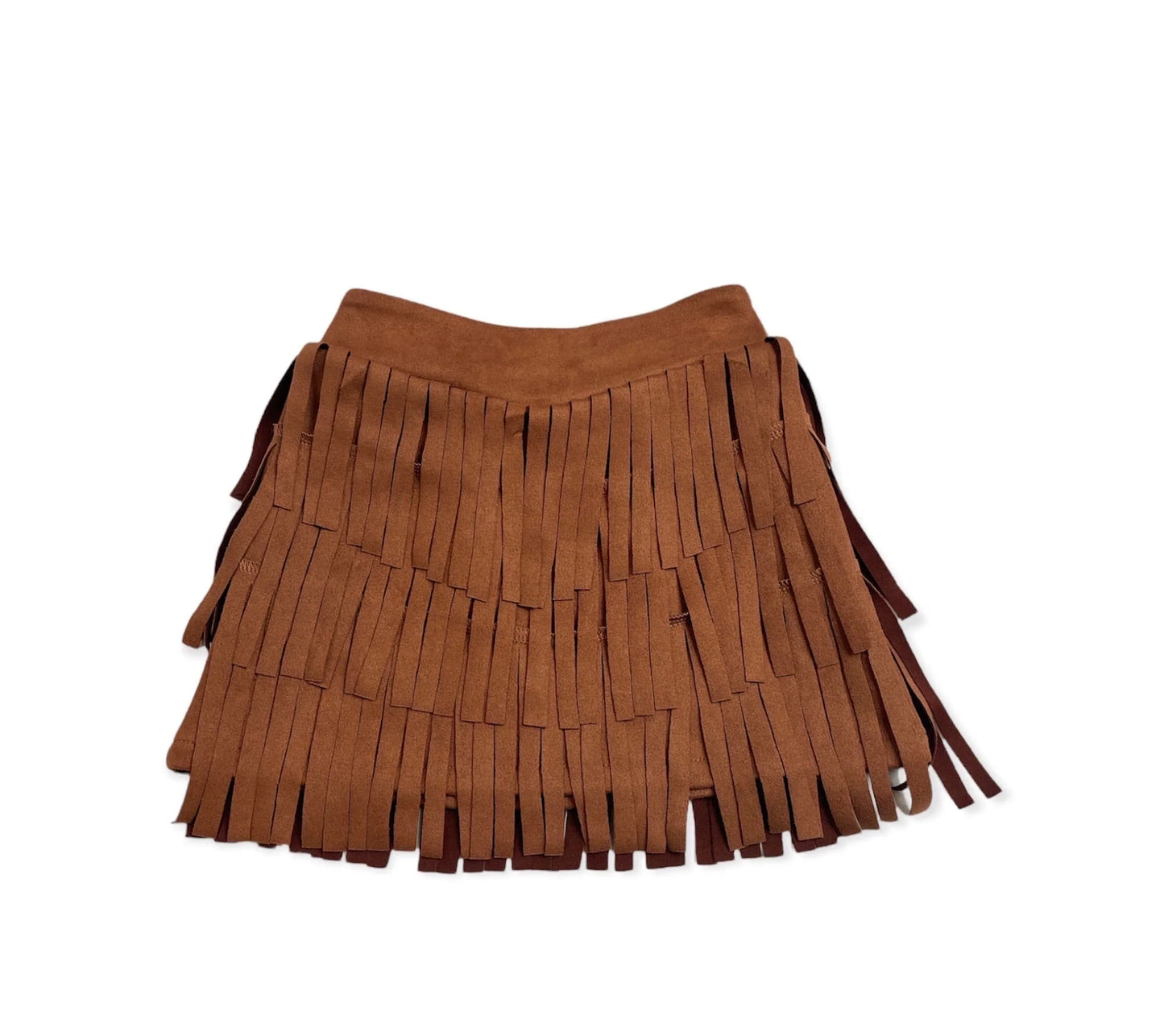 Girls Brown Fringe Suede Skirt by Shea Baby