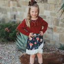 Girls Black Floral Skull Fringe Skirt by Shea Baby