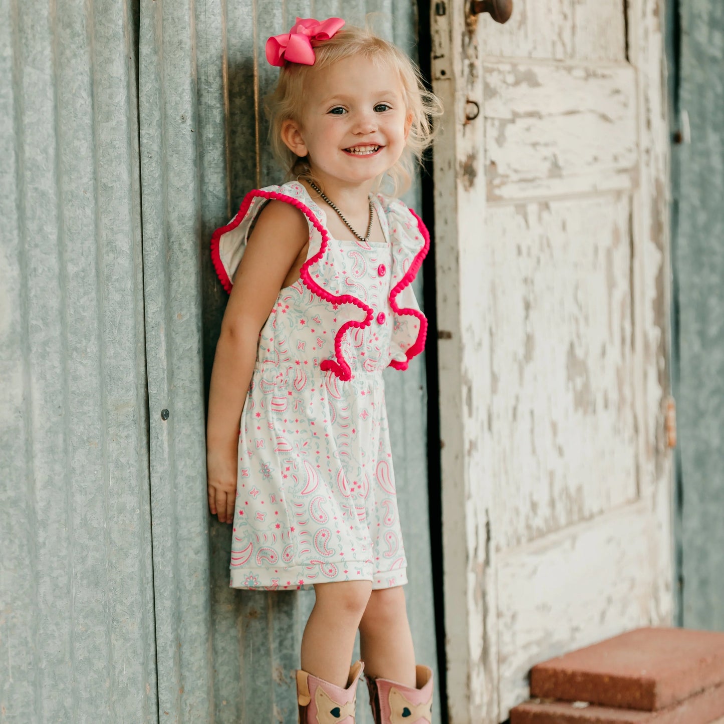 Girls Paisley Shorts Romper by Shea Baby