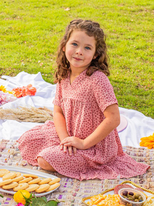 Girls Grace & Emma Glam-ulous Pink Leopard Midi Dress