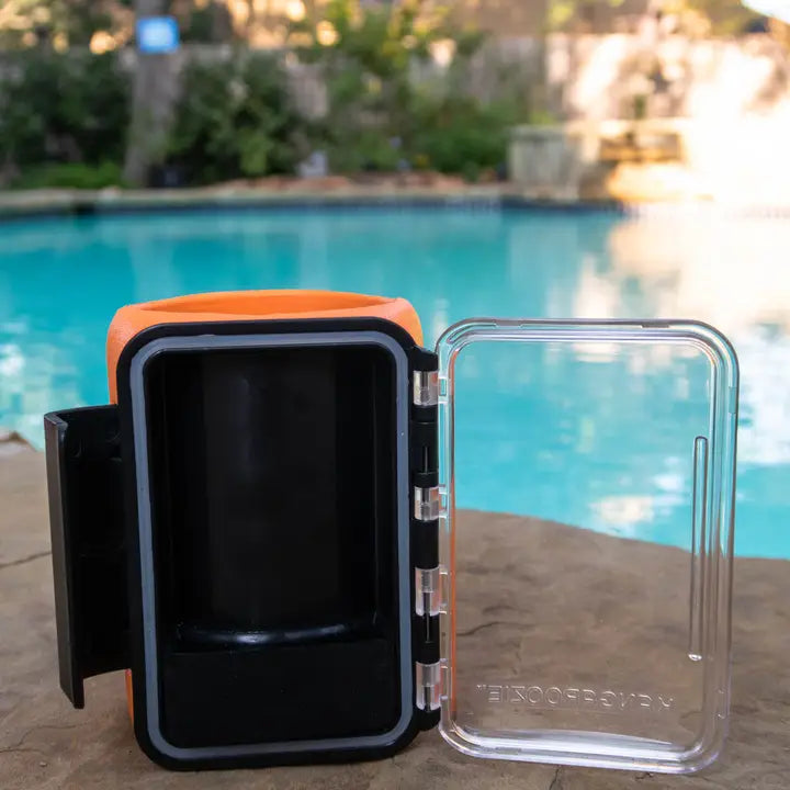 Kangaroozie Koozie with Pocket for Regular Cans-Orange/White