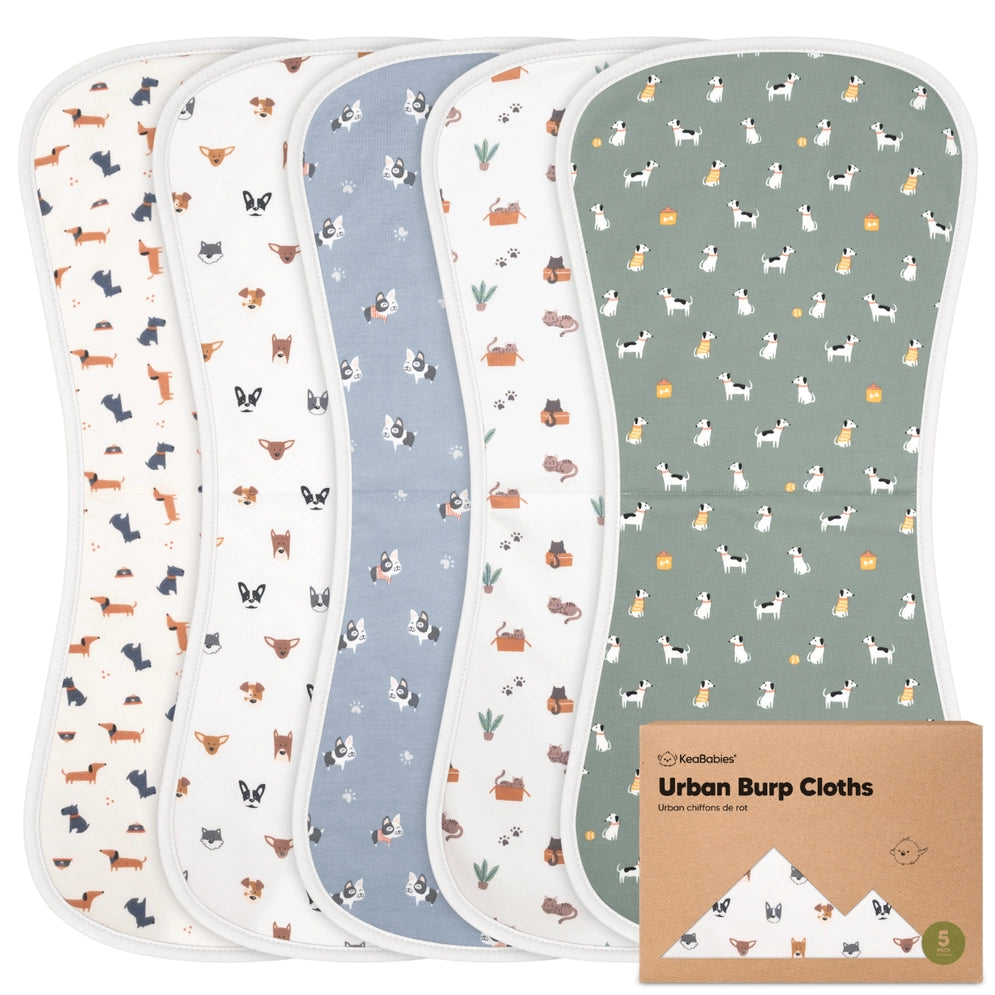 KeaBabies 5-Pack Urban Burp Cloths
