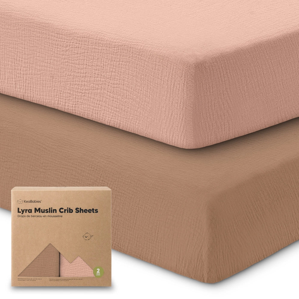 Keababies 2pk Lyra Muslin Crib Sheets For Boys, Girls, 52x28