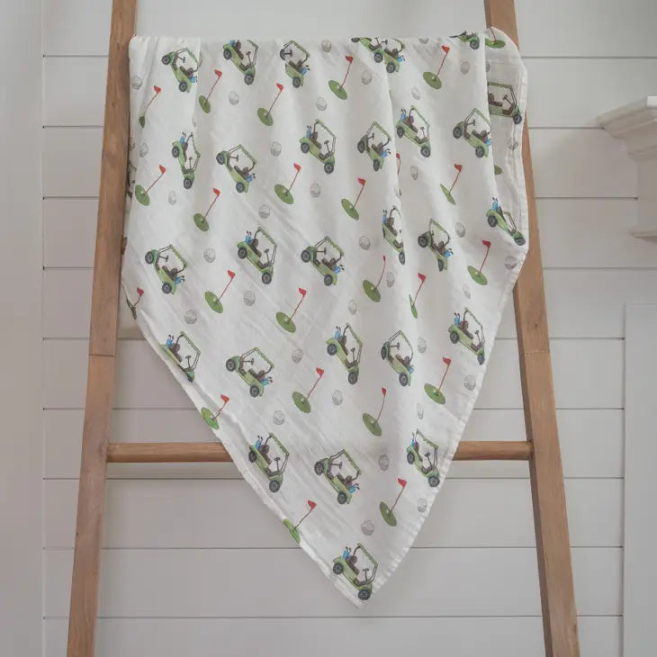 LollyBanks Golf A Round Muslin Swaddle Blanket