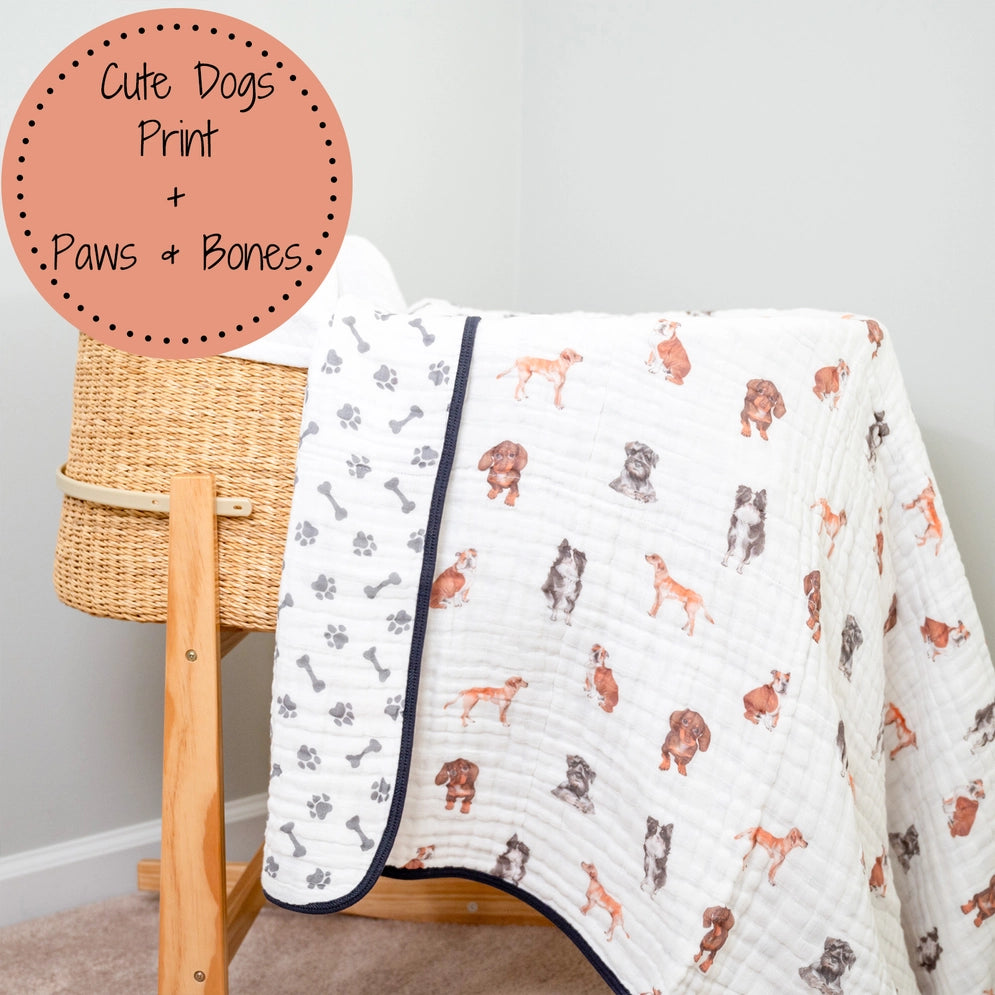 LollyBanks Adorable Dog Muslin Quilt