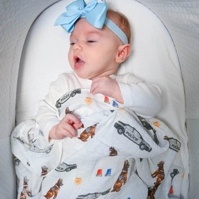 LollyBanks Police Dog Muslin Swaddle Blanket