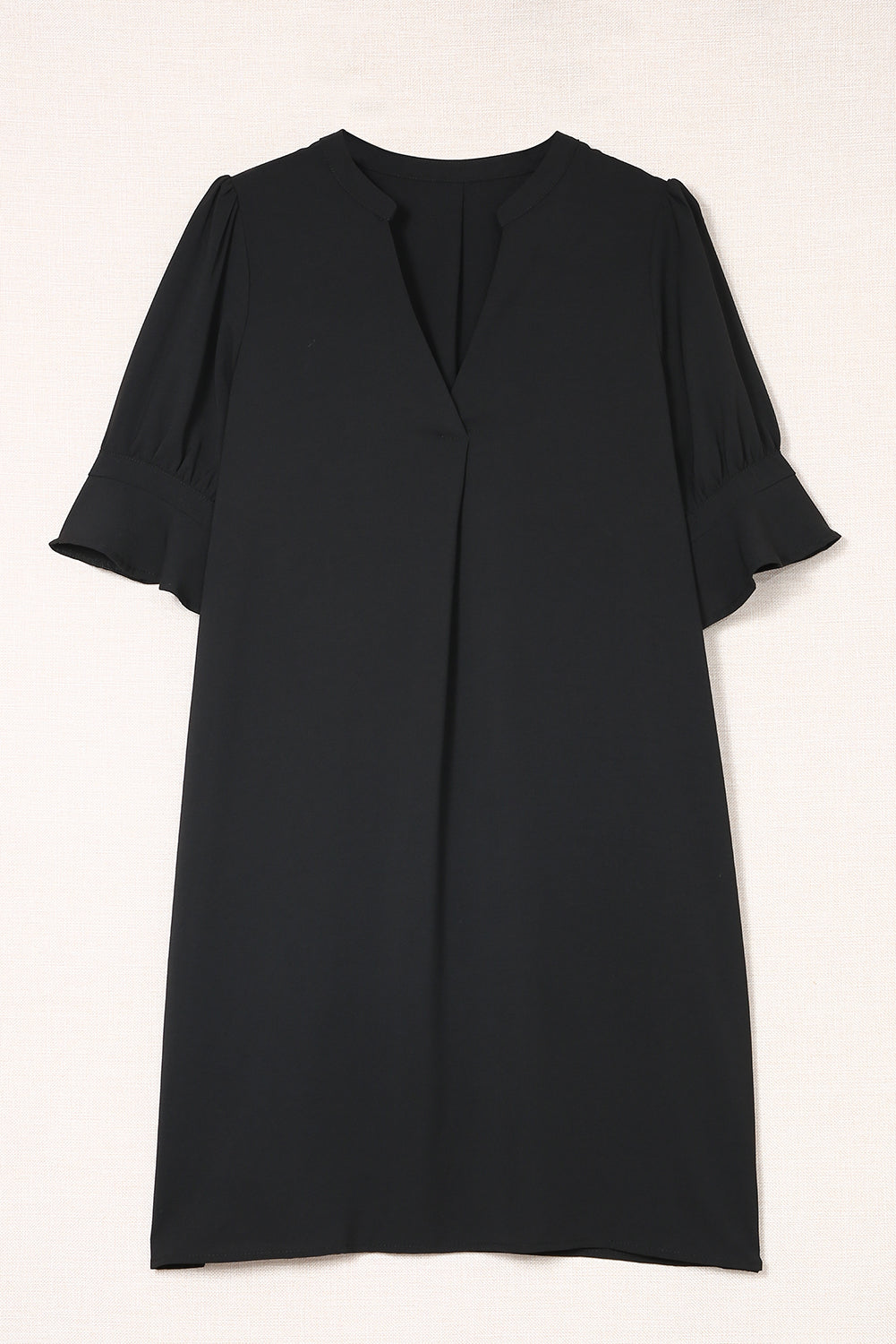 Ladies Black Ruffled Sleeve Shift Dress