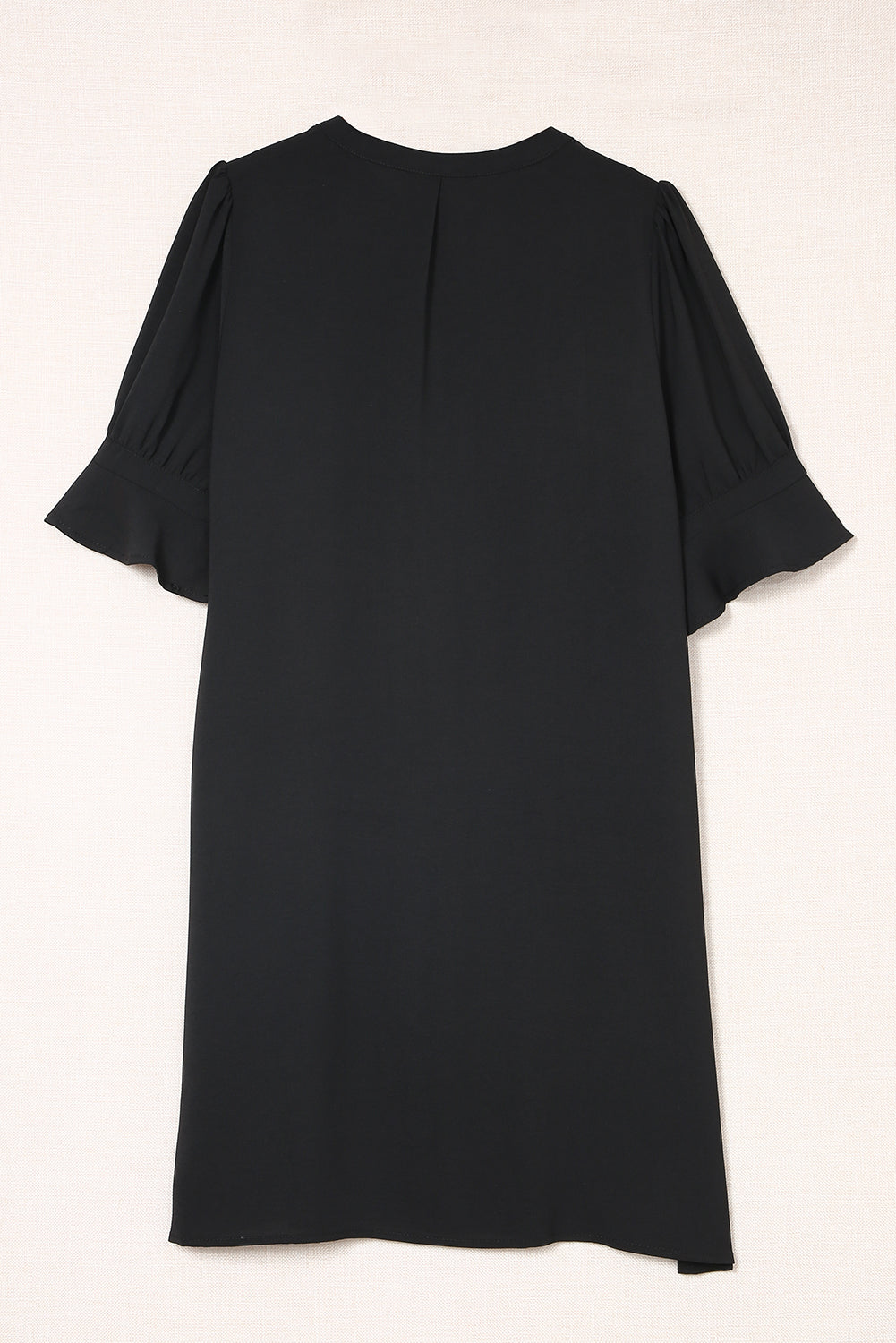 Ladies Black Ruffled Sleeve Shift Dress