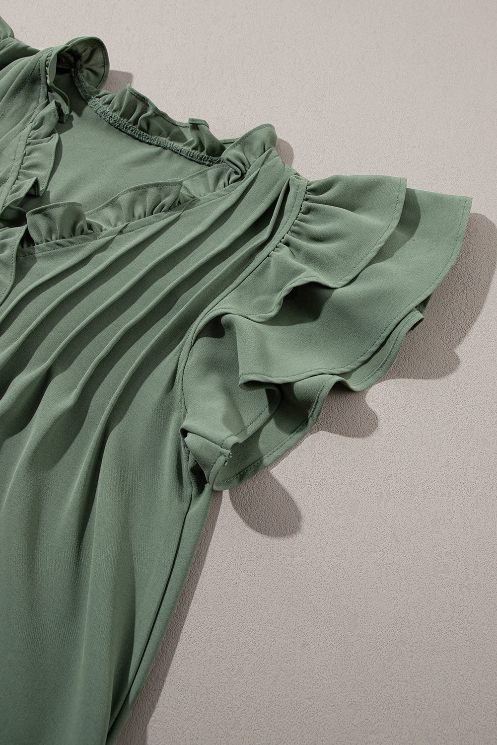 Ladies LDC Ruffle Sleeve V Neck Frilled Shift Dress-Mist Green