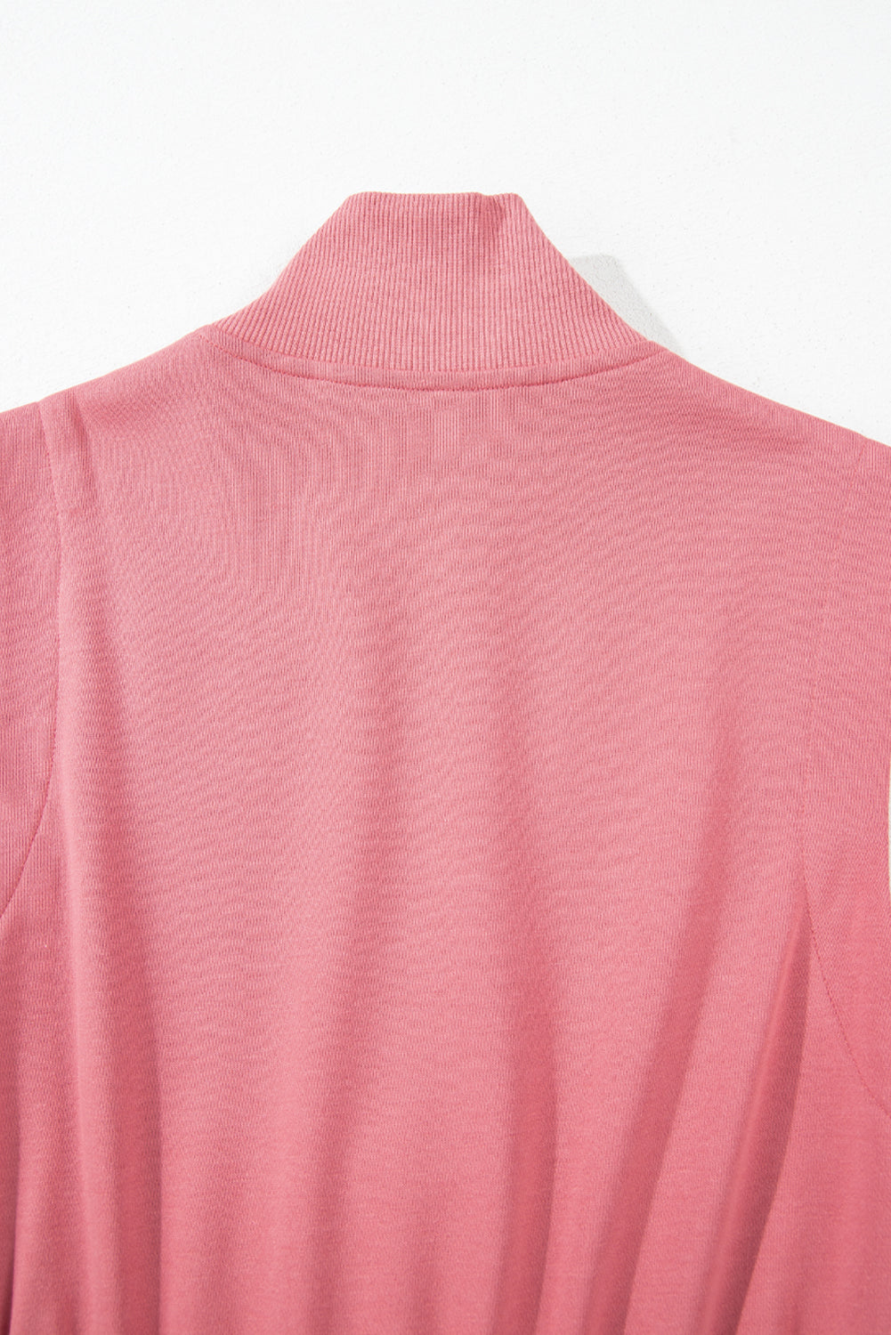 Ladies Mineral Red French Terry Zipped Collar Sleeveless Drawstring Waist Mini Dress