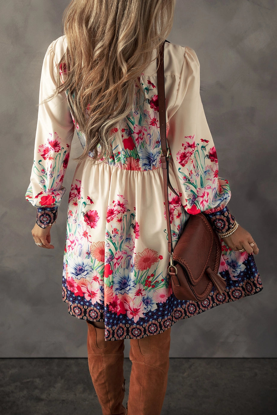 Ladies LDC Floral Print Buttoned High Waist Shirt Mini Dress