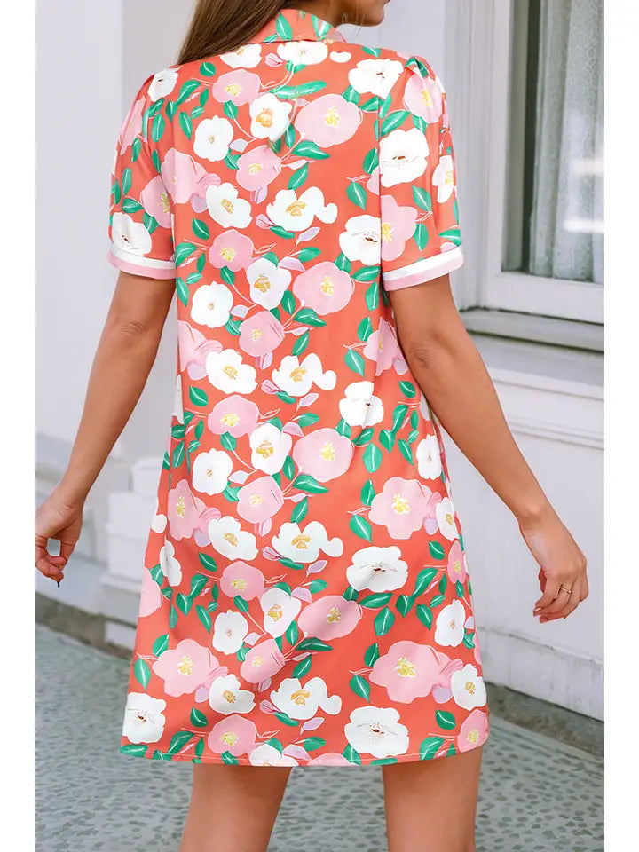Ladies LDC Color Crush Floral Shift Dress-Fresh Salmon