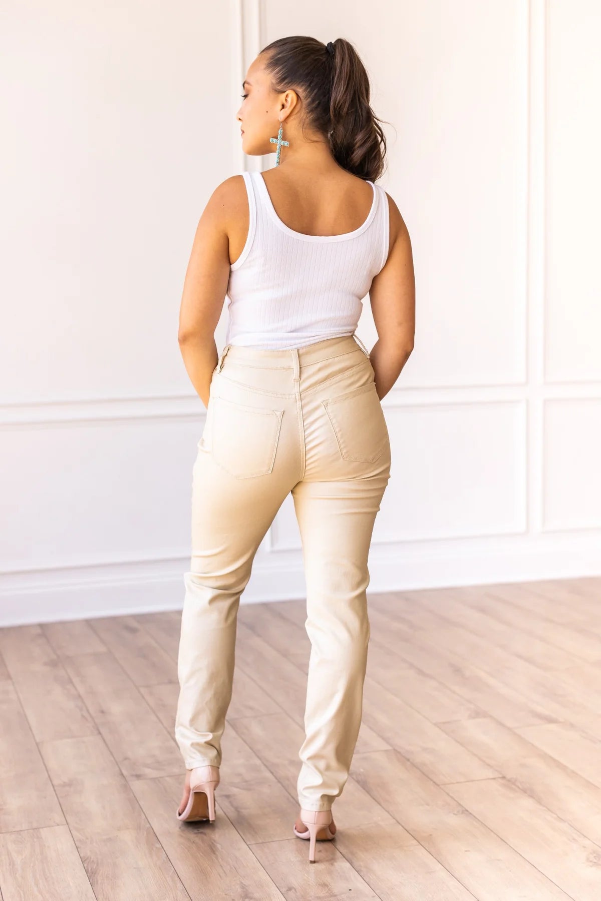 Ladies Grace & Emma Giovanna's Metallic Gold Skinny Jeans