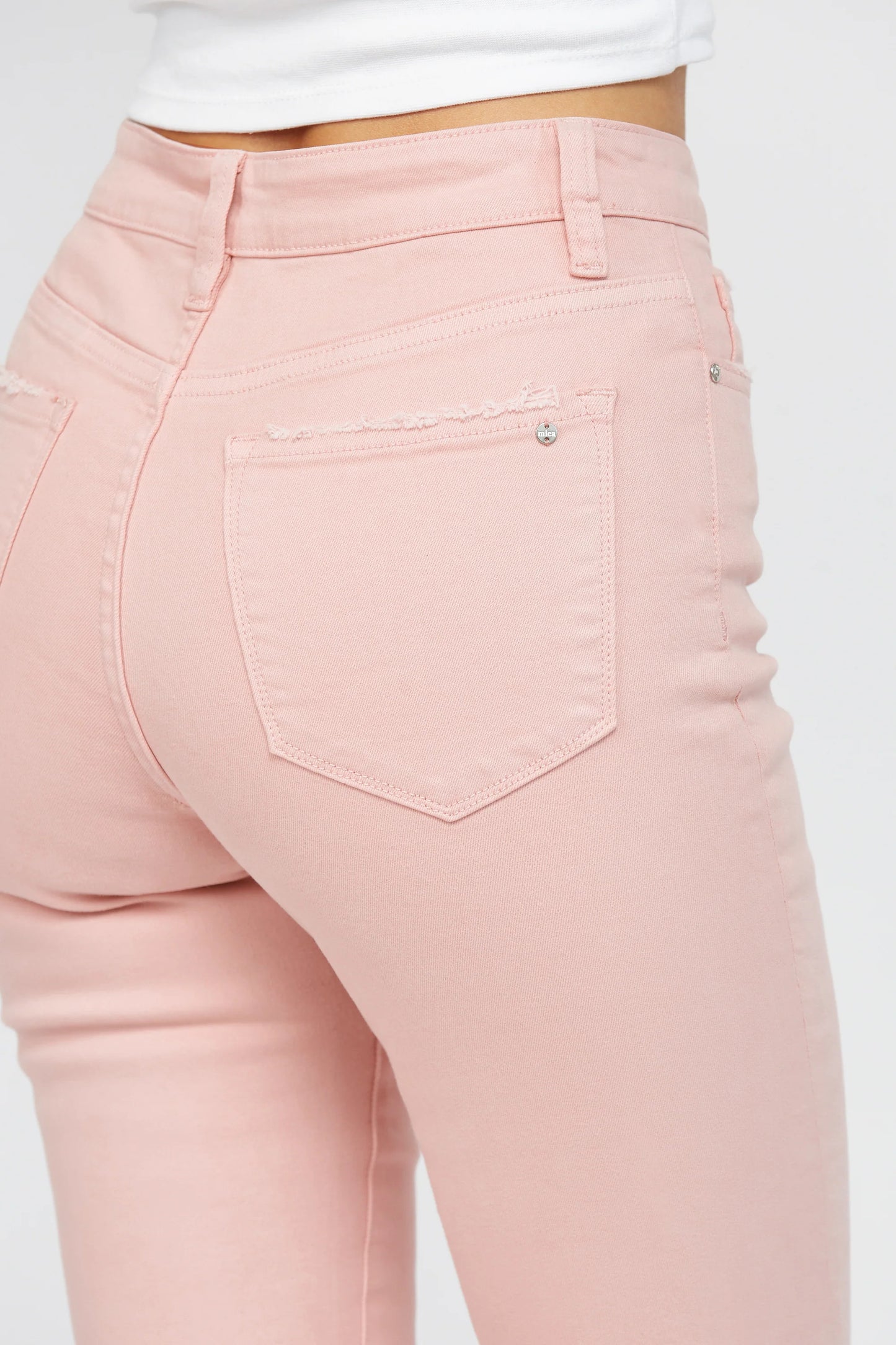 Ladies Mica Denim High-Rise Flare Trouser Hem Jeans-Dusty Pink