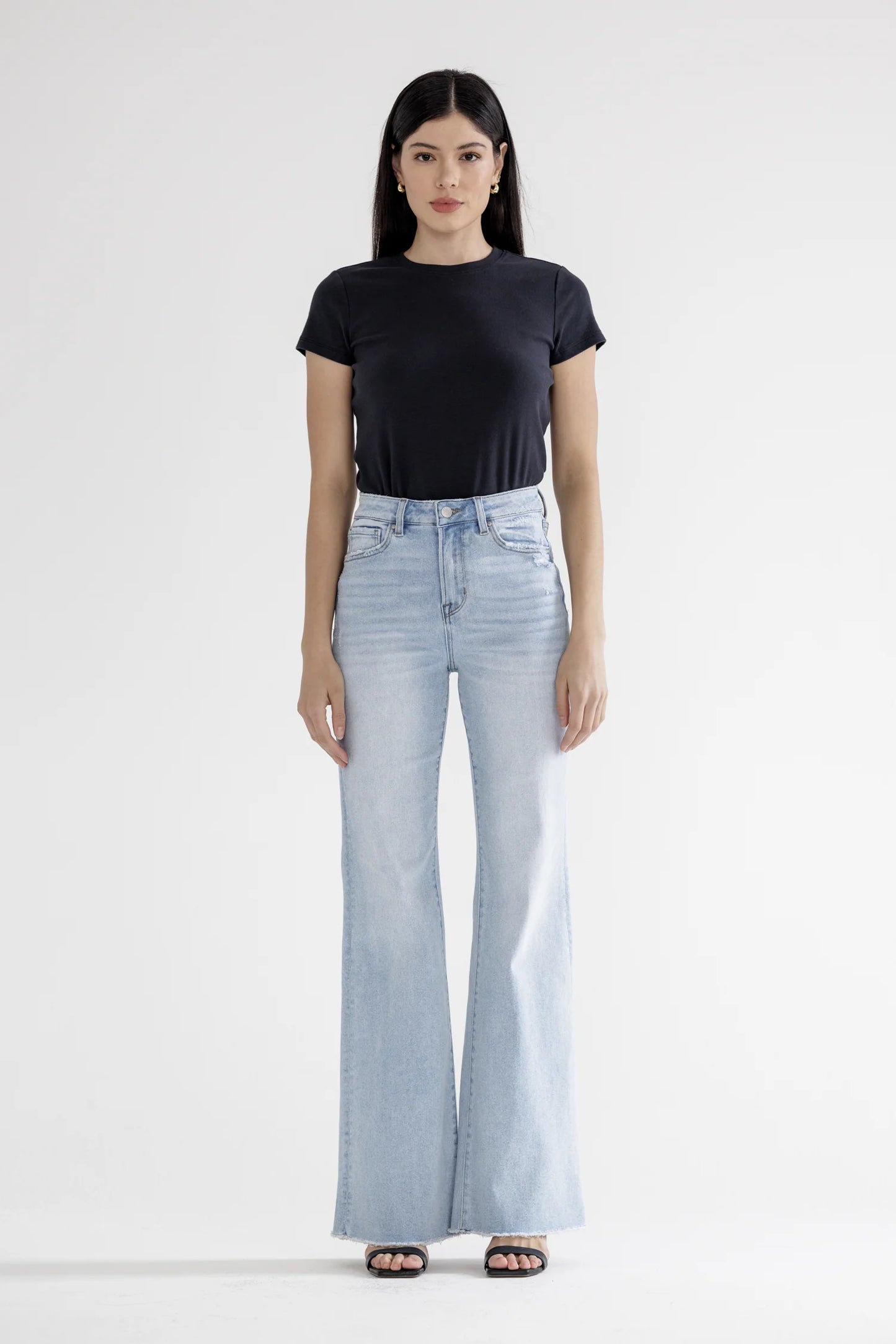 Ladies Mica Denim Super High Rise Vintage Flare Jeans - Stone Wash Blue