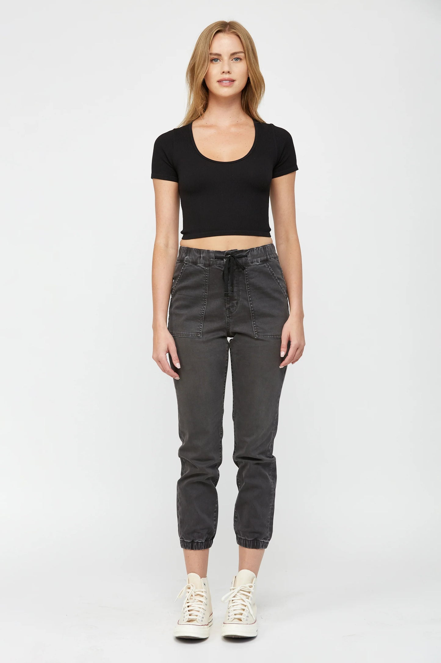 Ladies Mica Denim High Rise Cropped Joggers