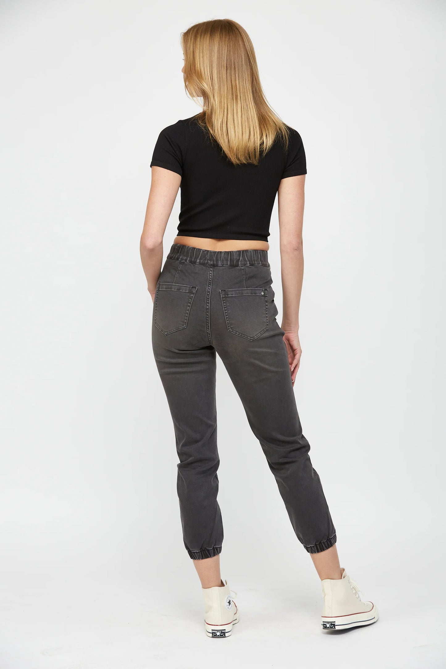 Ladies Mica Denim High Rise Cropped Joggers