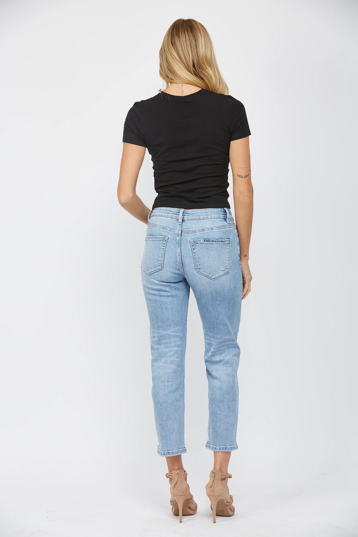 Ladies Mica Denim Mid Rise Straight Leg Jeans - Glaucous