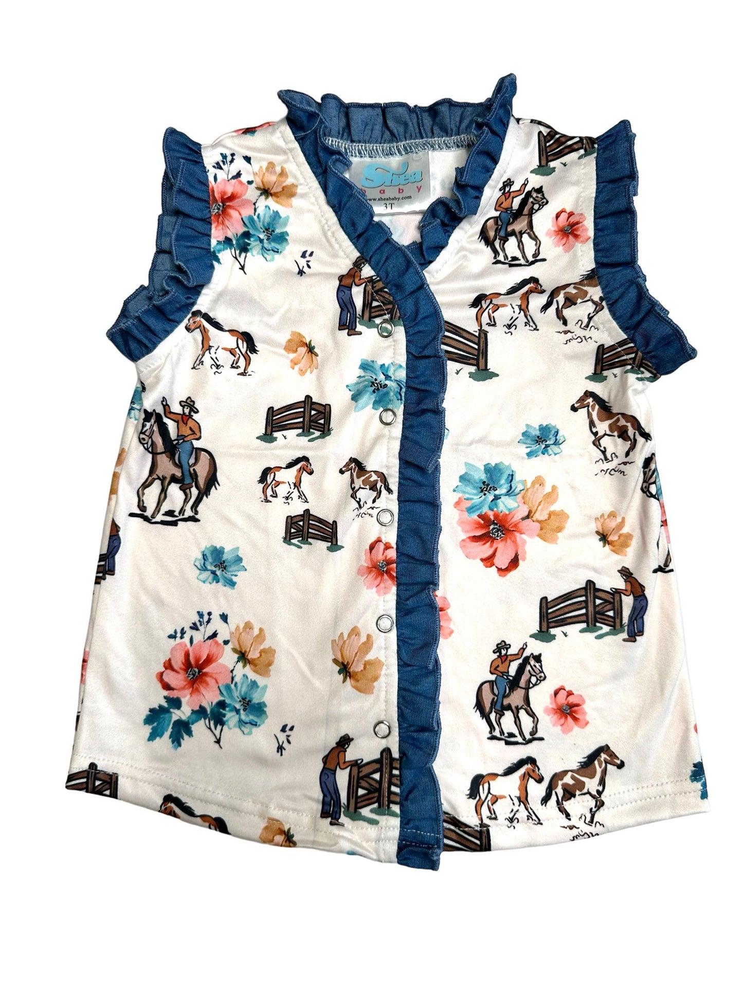 Girls Ranch Hand Denim Onesie or Shirt by Shea Baby