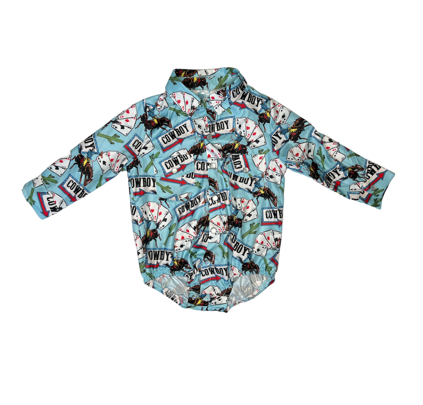 Boys Vegas Cowboy Pearl Snap Onesie/Shirt by Shea Baby