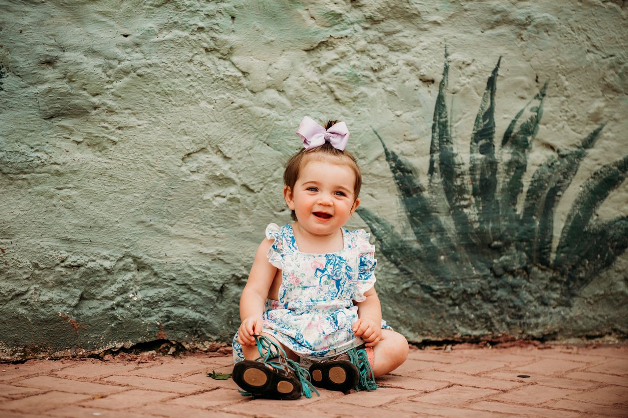 Girls Floral Frontier Cross Romper by Shea Baby