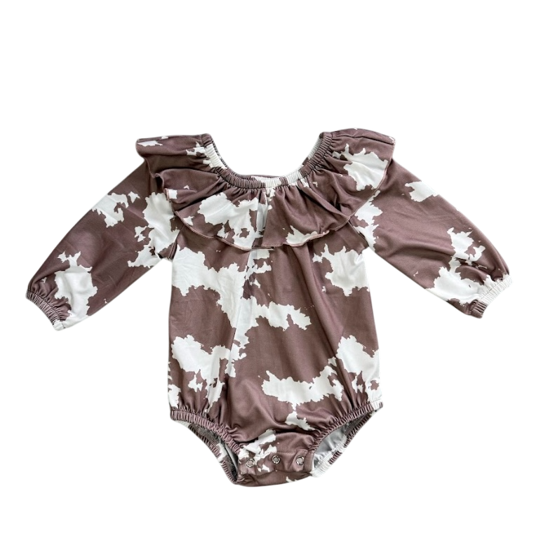 Girls Brown Cowprint L/S Onesie or Shirt by Shea Baby
