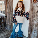 Girls Black Floral Skull Fleece Vest by Shea Baby