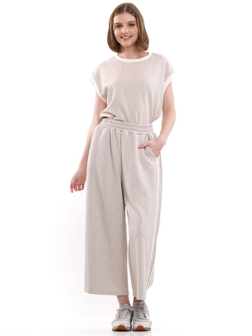 Ladies Diamond Knit Pattern Vest by Why Dress-Khaki