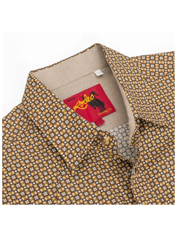 Men's Short Sleeve Pearl Snap Shirt-Brown